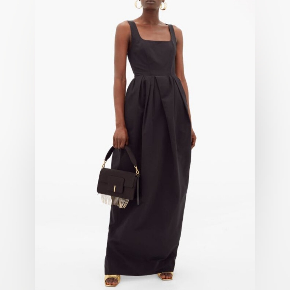 NWT STAUD Square-neck cotton-blend faille maxi dress